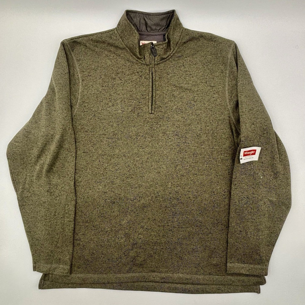 Wrangler Authentics Mens XL 1/4 Zip Fleece Sweater Pullover Olive Green NWT‎